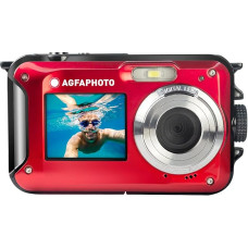 AgfaPhoto Photo Realishot WP8000 Vandeniui atsparus skaitmeninis fotoaparatas 24MP Full HD vaizdo įrašas Dvigubas LCD ekranas 16x skaitmeninis priartinimas Skaitmeninis stabilizatorius Ličio baterija Raudona