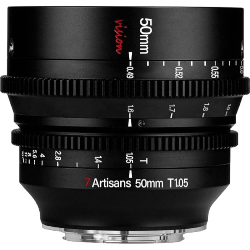 7artisans 50 mm T1.05 Cine Lens didelės diafragmos rankinio fokusavimo kino objektyvas (skirtas Leica/Sigma/Panasonic L)