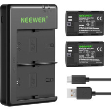 NEEWER Replacement Battery LP-E6NH Rechargeable Battery Charger Compatible with Canon EOS R7, EOS R5, EOS R6 R6 II, EOS R,5D II III IV,6D,6D II,7D,7D II, 70D, 80D, 90D (2 Pack, Micro USB Port)