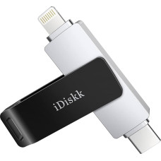 iDiskk MFi sertifikuotas 256 GB USB atmintinė iPhone 15/14/13/12 USB-C Photo Stick iPhone Memory Stick Lightning Thumb Drive iPhone Backup Photo Stick USBB-C telefonams/Pad/PC/Mac