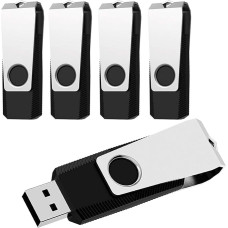 ABLAZE USB atmintinės 8 GB, 5 vnt., metalinės, pasukamos, didelės spartos USB 2.0 atmintinės (juodos spalvos)