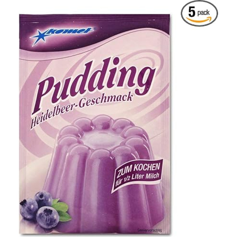 Pack of 5 Comet Pudding Blueberry Flavour (5 x 40 g) for Cooking Pudding Powder Dessert Pudding Dessert