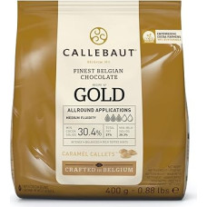 Callebaut GOLD Caramel Chocolate Couverture Callets 400g kepimo šokolado drožlių