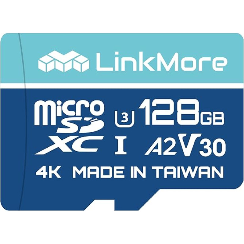 LinkMore 128GB Micro SDXC Card, A2, UHS-I, U3, V30, Class 10 Compatible, Read Speed up to 160MB/s, Write Speed up to 100MB/s, SD Adapter Included