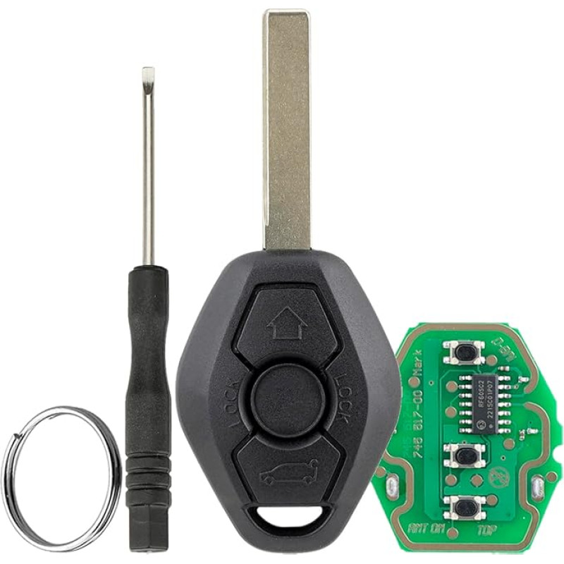 3 mygtukų automobilio rakto nuotolinio valdymo pultas BMW E38 E39 E46 EWS sistemai BMW Key BMW E36 Key Shell nuotolinio valdymo pultas 433 MHz su PCF7935 mikroschema su atsuktuvu ir rakto žiedu HU92 ašmenimis