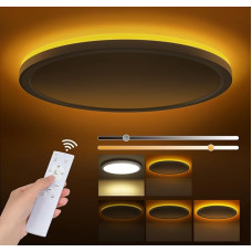 Tyreses LED Ceiling Light Dimmable 24 W, Ceiling Light with Remote Control, 1800 K Dimmable Night Light, Panel 3000 K - 6500 K Dimmable for Bedroom, Children's Room, Living Room, Hallways, Kitchen,