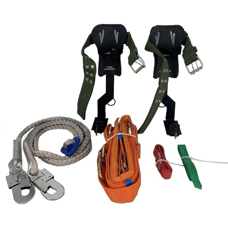 CDZHLTG Laipiojimo medžiu įrangos rinkinys, laipiojimo diržai, saugos diržas, laipiojimo medžiu smaigalys, laipiojimo medžiu įrankis, apsauga nuo kritimo, virvė, gelbėjimo diržas alpinizmui, laipiojimui medžiu, lauke, 2 pavaros