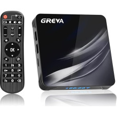 GREVA Android TV Box 4K, Android Box 11.0 with 4GB RAM 64GB ROM Amlogic S905W2 WiFi 2.4G/5G 10/100M LAN Enternet Bluetooth 4.2 TV Box with Remote Control