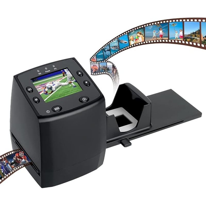 DIGITNOW! 1800DPI didelės skiriamosios gebos 5M/10M nuotraukų ir juostų skeneris, konvertuoja 35 mm/135 mm negatyvus ir skaidres į skaitmeninius JPG, įrašytus į SD kortelę, darbui nereikia kompiuterio ir programinės įrangos