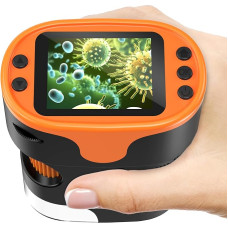 1000 x Mobiliojo telefono mikroskopas vaikams 4K 2,0 colių ekranas Įkraunamas skaitmeninis mini kišeninis mikroskopas su skaidrių rinkiniu Nešiojama edukacinė dovana Juoda