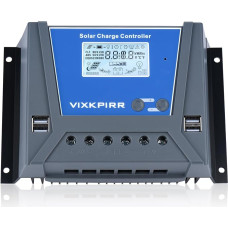 VIXKPIRR 80A saulės energijos įkrovimo valdiklis 12V 24V 36V 48V saulės energijos valdiklis, PWM 80A saulės energijos įkrovimo valdiklis su temperatūros jutikliu, LCD ekranu ir 4 USB prievadais, tinka įvairiems 12V 24V 36V 48V laidams
