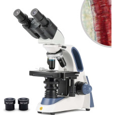 Swift SW380B 40X-2500X didinimas, virimo puodo galvutė, moksliniams tyrimams skirtas ferokulinis sudėtinis laboratorinis mikroskopas su plataus lauko 10X ir 25X okuliarais, mechaniniu stoveliu, Abbe kondensatoriumi, itin tiksliu fokusavimu