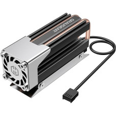 GRAUGEAR M.2 NVMe 2280 SSD Cooler with PWM Fan, Heatpipe Technology, Efficient Cooling, High Performance Heatsink, Includes Thermal Pads (with Hood)