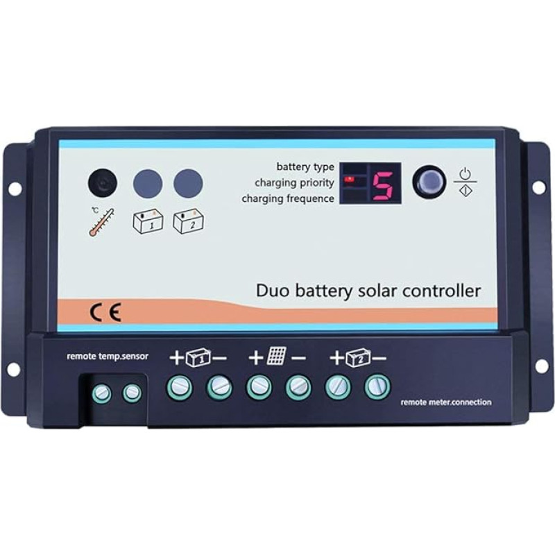 EPEVER Solar Charge Controller with 2 Batteries, 20A 12V 24V Duo Battery Solar Controller for Motorhome and Boat