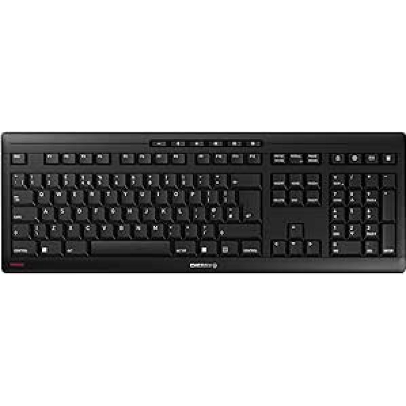 CHERRY STREAM KEYBOARD WIRELESS Wireless Keyboard, UK Layout (QWERTY), 2.4GHz Radio, Quiet Keys, Flat Design, Battery Operated, Black