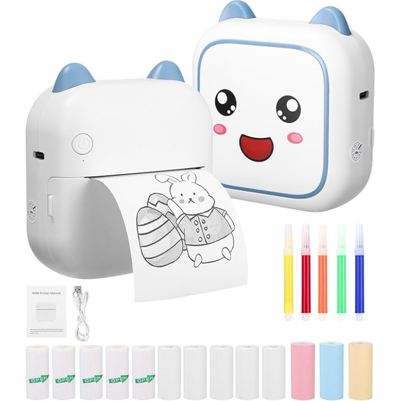 Mini Printer, Mobile Photo Printer, Portable Mini Photo Printer, Wireless Photo Printer, Thermal Printer for Journal, Travel Logo, Photos, Study, Notes, Journal, List