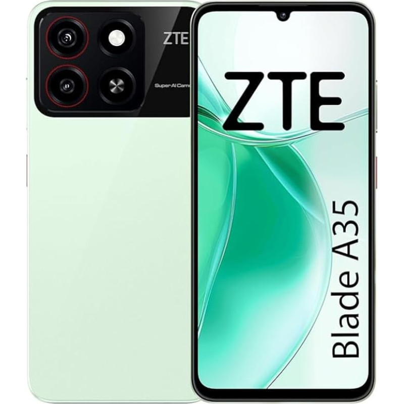 ZTE Blade A35 išmanusis telefonas (4G) 6,75 colių (16,75 cm) Android 14 Unisoc SC9863A AMOLED ekranas 90 Hz Dual SIM baterija 5000 mAh žalia