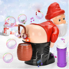 Funny Santa Bubble Blowing Machine, Automatic Fart Bubble Blower, Santa Claus Bubble Gun with Lights and Sound, Christmas Bubble Machine for Children