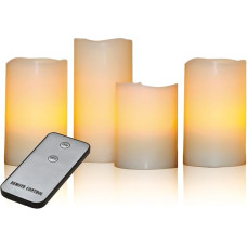 X4-LIFE LED Real Wax Candles Set of 4 Including Remote Control Wax Cream 15 x 7.5 x 7.5 cm 4 Units