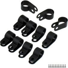 BlueXP Cable Clamps Pack of 100 Cable Clips Nylon Drop Wire Holder with Screws Mounting Bracket Clips Office Home Cable Holder Cord Management Organiser Clamp Black