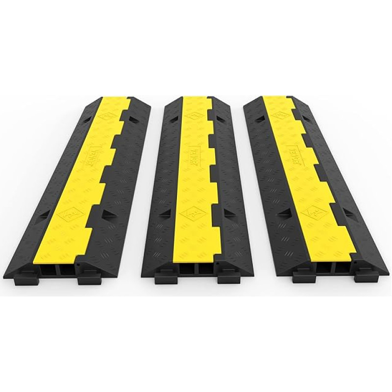 Happybuy Rubber Cable Protector Ramp Speed Bumps 2-Channel Pack of 3