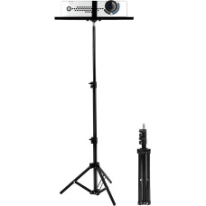 QWORK® Projector Stand Tripod, Portable, Adjustable, 52-115 cm, Ideal for Home Cinema and Business Meetings, Black