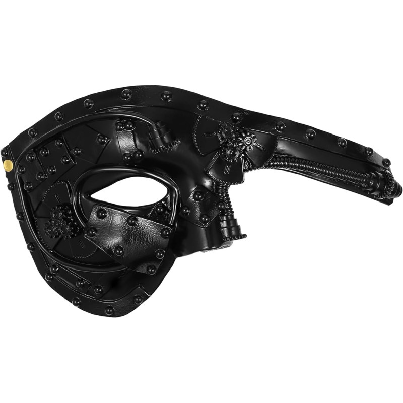 OIDEA Vyriška karnavalo kaukė Pusė kaukės: Steampunk metalo robotas Venecijos karnavalo kaukė Helovinui ir maskarado pokyliams Šventinis veido kaukės kostiumas, juodas, skirtas vakarėliams, plastikinis