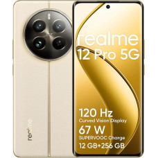 realme 12 pro 5G išmanusis telefonas, 8+256GB, Snapdragon 6s Gen 1 procesorius, 50MP portretinė teleskopinė kamera, 120Hz lenktas ekranas, 6,7 colių ekranas, smėlio spalvos (be adapterio)