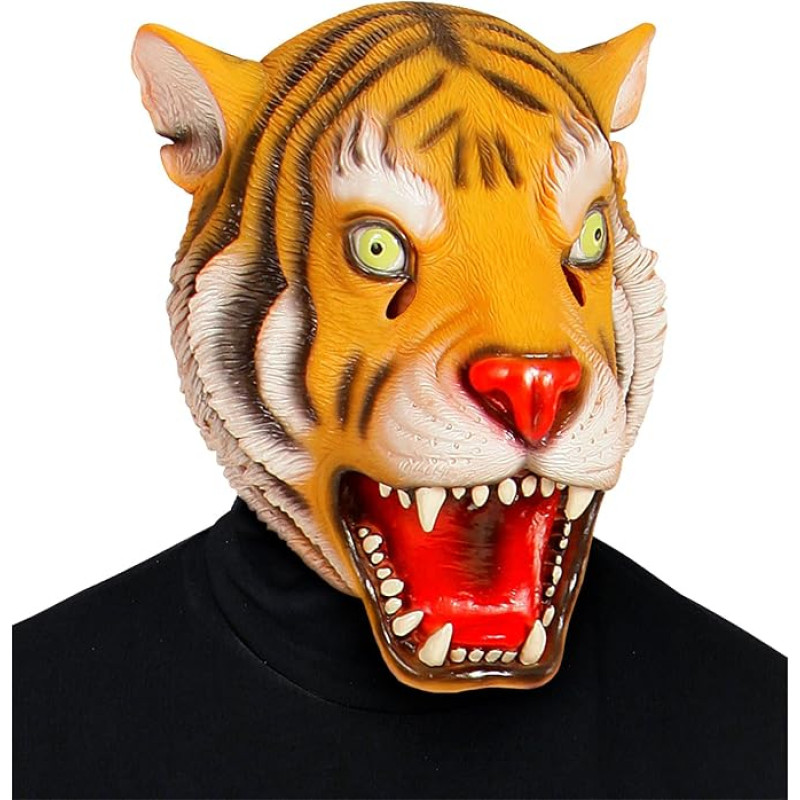 Gyvūnų tigras visa galva kaukė Big Cat Stag Do Fancy Dress aksesuaras suaugusiems