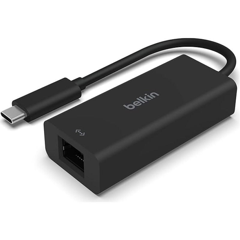 Belkin USB-C to 2.5GB Ethernet Adapter, USB IF Certified Thunderbolt 3 and 4/USB-C LAN Network Adapter, Compatible with MacBook Pro/Air, iPad Pro, XPS, Surface and Other USB-C Devices