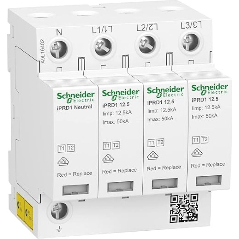 Schneider A9L16482 Surge Protector 3P+N Iimp 12.5 kA Imax 50 kA iPRD1 Remote Signal