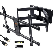 WHYFONE TV Wall Mount Swivelling for 50-90 Inch TVs, Double Arm Tilting Wall Mount TV with 765 mm Long Arm, Heavy Duty TV Bracket Max Weight 75 kg, VESA 200 x 100 to 600 x 400 mm