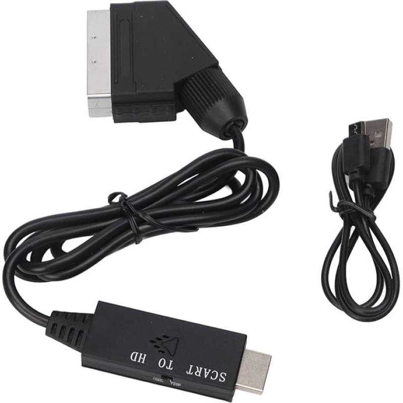 SCART to HD Multimedia Interface Converter, 720P 1080P Switchable Full HD SCART to HD Cable Video Converter for Xbox DVD Set Top Box