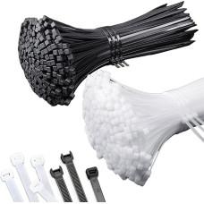 Nylon-Kabelbinder, Kabelbinder, 20 x 0,35 cm, selbstschließender Kabelbinder, Kabelbinder für Zuhause, Kabelmanagement, Werkstatt, Gartenarbeit, 100 Stück (schwarz und weiß)