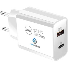 Pipestation 20W Europäischer USB Ladegerät Stecker mit USB A & USB C Schnellladegerät - Europäischer USB Stecker Adapter für Spanien, Italien, Griechenland, Frankreich - EU USB Stecker auf 2 Pin Euro