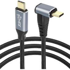 GELRHONR kampinis USB C kabelis 100 W, 90 laipsnių kampu, USB C tipo vyriškos ir vyriškos lyties 10 Gb/s duomenų perdavimas 20V5A greitasis įkrovimas 4K @ 60Hz Vedio i/Phone 15 Pro Max Sam/sung Note20 Ga/laxy S23/S22/S21 (2 M/6,5 Ft)