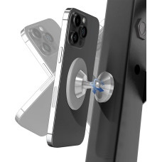 NEWZEROL Improved Magnetic Mobile Phone Holder for Gym/Car, Compatible with Mag-Safe, Dual Magnet with Strong Magnet, Simple and Secure for Any Mobile Phone for Videos and Selfies - Silver