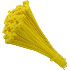 Kabelių raiščiai, kabelių raiščiai, vieliniai užtrauktukai, virvė, stiprus nailono plastikas, patvarus (mažas, 100 mm, geltonas), 100 vnt. pakuotė