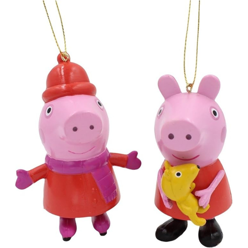 Kurt Adler 3,5-4 colių Peppa Pig Blow Mould Kalėdų papuošalas 2 asorti