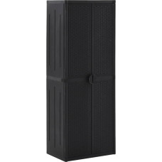 vidaXL Garden Cabinet Plastic Cabinet Household Cabinet Locker Cabinet Locker Patio Cabinet Balcony Cabinet Black 65 x 45 x 172 cm Polypropylene Rattan