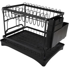 Besteckhalter, Rostfreier Eisen-Geschirrtrockner, rutschfest, Platzsparend, Vielseitig Einsetzbar, Minimalistisch (Black)