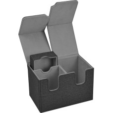 Nivofu Deck Box, Faux Leather Deck Box for 160+ Cards with Cube Compartment, Magnetic Card Box for Playing Cards, Trading Cards (Black/Grey)