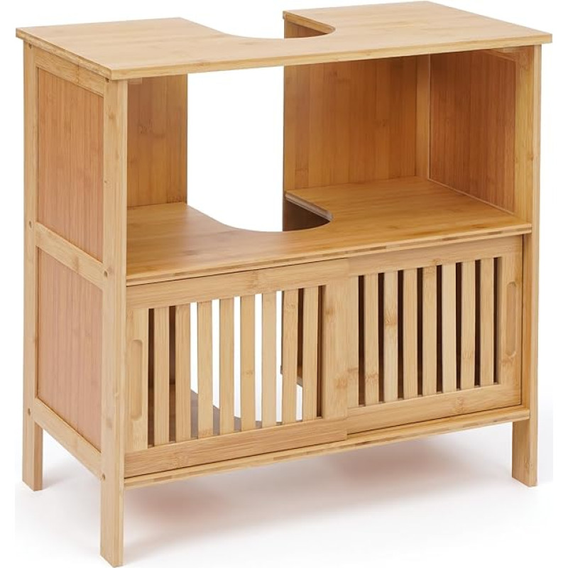 MY FAT GORILLA Bambuko tualeto reikmenų spintelė - Vonios kambario baldai - 60 x 30 x 60 cm - Vonios kambario spintelė - Tualeto reikmenų spintelė - Vonios kambario baldai