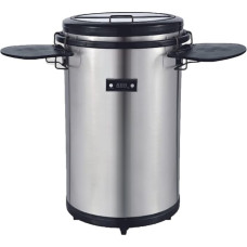 Wolkenstein Party Cooling Barrel PC500-IX Mobile Drink Cooler Drinks Barrel Net Capacity 46 L LED Temperature Display 2 Serving Tables & Hanging Shelves Suitable for 56 Pieces 0.33 L Cans Silver