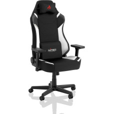 NITRO CONCEPTS X1000 Gaming Chair, Office Chair, Ergonomic Desk Chair, Swivel Chair with Wheels, Gaming Chair, PC Fabric Cover, Load Capacity 135 kg, Black/White