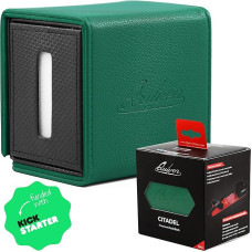 Quiver Time Citadel Deck Block Green - Storage Box Holds Over 100 Cards for Cards, Dice and Tokens, Individual Divider - Compatible with Commander MTG, Pokémon and Other TCG Games