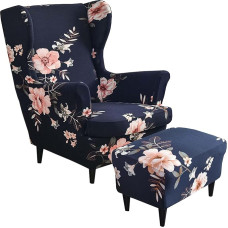 2 dalių fotelio užvalkalas su Osmanų apsauginiu užvalkalu, fotelio užvalkalai, sparnų kėdžių apsauginiai užvalkalai, tempiamas tigrinis fotelio užvalkalas su porankiu, aukštu atlošu (spalva: #3)