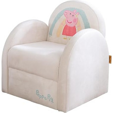 roba Peppa Pig Velour Fauteuil - Patogus su užvalkalais - Club for Enfant dès 18 Mois - Facile à Nettoyer - 50 x 44 x 45 cm - Beige / Motif Truie