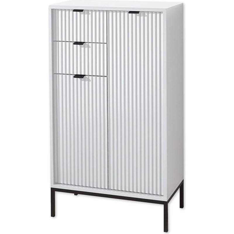 Lucera Bathroom Chest of Drawers in Matt White - Bathroom Cabinet with Lots of Storage Space - 60 x 106 x 32 cm (W x H x D)