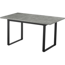 B&D home Anna 11202-US-BETO-P Valgomojo stalas išplečiamas 120-160 x 80 cm, skirtas 4-6 žmonėms Medinis stalas su slystančiu rėmu, juodas, skirtas virtuvei, valgomajam, skandinaviško pramoninio dizaino, betono išvaizdos